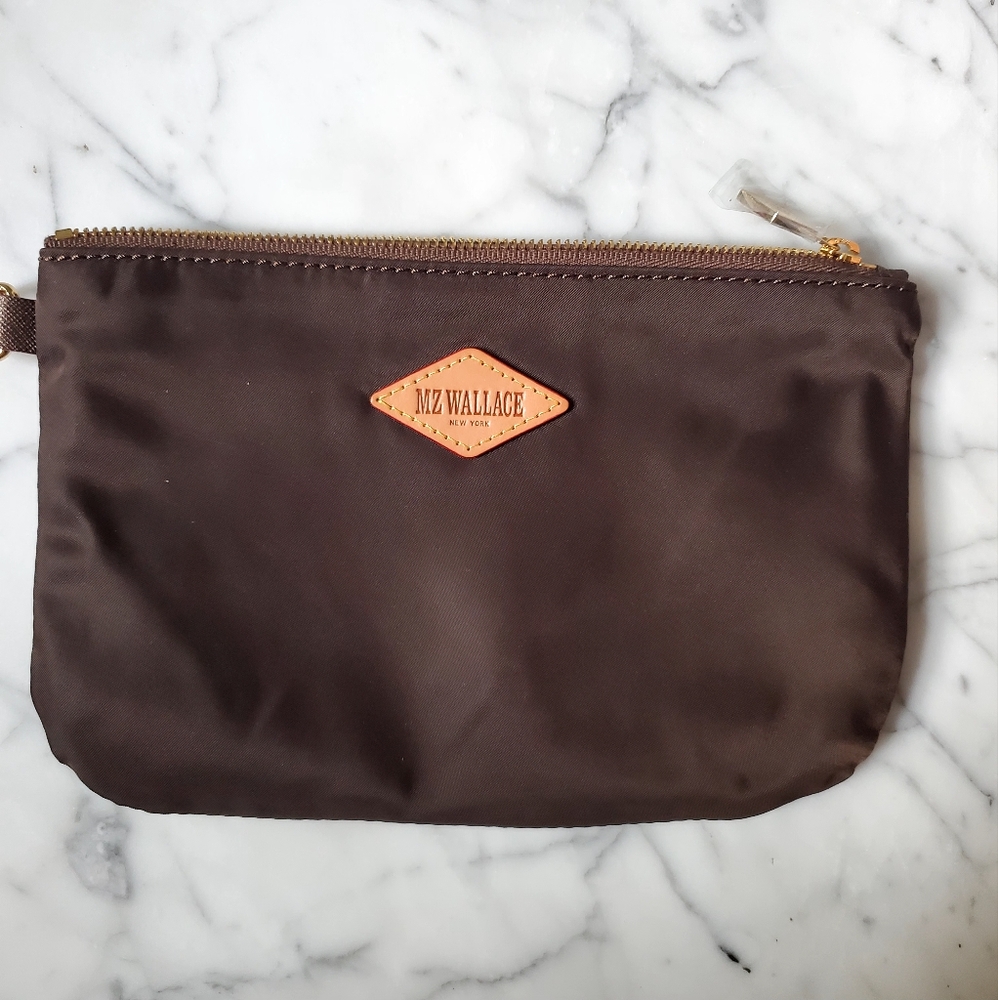 MZ Wallace Crosby Brown Nylon Make Up Pouch